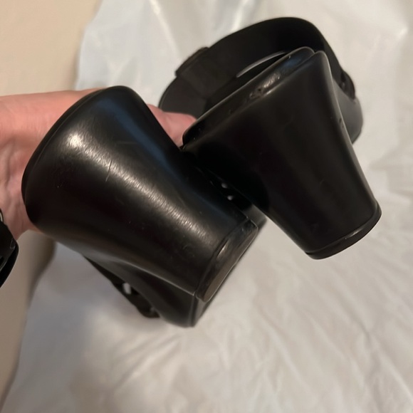 Black Italian shoemakers wedges with sequin ribbon top - Picture 6 of 8